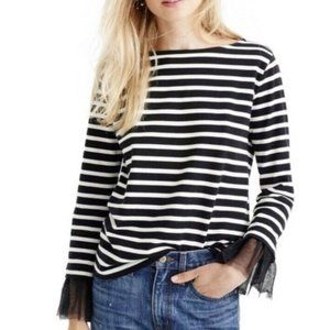 ♠️ J. Crew Striped Top with Dotted Tulle Cuffs